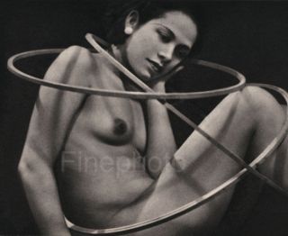 1937 Vintage Man Ray Photo Gravure Female Nude Ady Hoops Art Deco Frame Ready