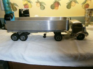 Smitty Toys Silver Tractor W/ Silver Flat Bed Trailer W/ Sides 50 