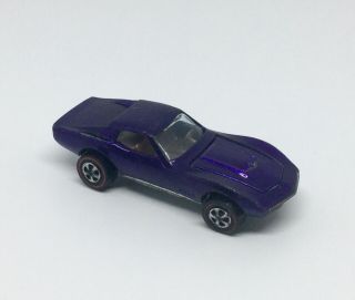 Vintage 1968 Mattel Hot Wheels Redlines Purple Custom Corvette Ride USA 2