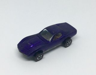 Vintage 1968 Mattel Hot Wheels Redlines Purple Custom Corvette Ride USA 3