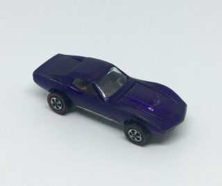Vintage 1968 Mattel Hot Wheels Redlines Purple Custom Corvette Ride USA 4