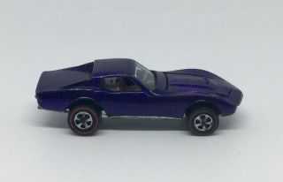 Vintage 1968 Mattel Hot Wheels Redlines Purple Custom Corvette Ride USA 5