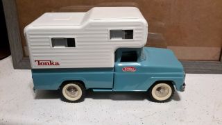 Vintage 60 ' s Tonka Pressed Steel Truck and Camper 2