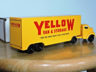 Vintage Early Ralstoy Ford Tractor Trailer Truck Toy Yellow Van & Storage RARE 2