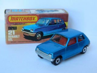 Matchbox Superfast Renault 5tl 21 Rare Red Interior Silver Base In Vnm Box