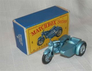 1960s Matchbox.  Lesney.  4 Triumph T110 Motorcycle And Sidecar. ,