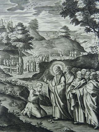 1593 Natal Master Engraving - Christ Heals Leper - Hand Coloured [1620]