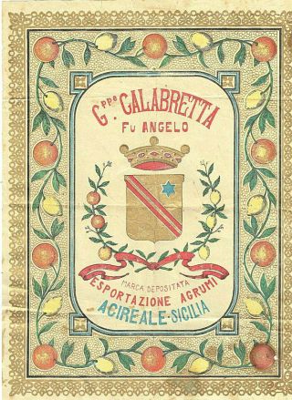 Italy Art Nouveau Color Lithograph,  Advertising Of Citrus Export