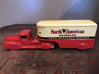 Vintage Marx North American Van Lines Wind Up Moving Truck Toy