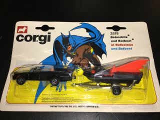 Vintage Corgi Batmobile & Batboat MOC 1979 NIP 2519 mettoy excellet 3