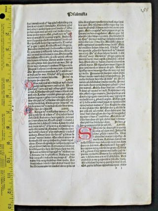 Incunabula,  Early,  Important Bible Leaf,  Psalms 65/6ff,  N.  Jenson,  Venice,  1479 5