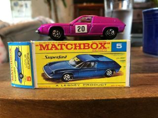 1969 Matchbox Superfast 5a Pink Lotus W/ Gs Labels In " F " Type Box