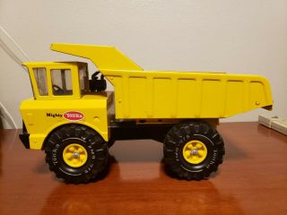 Vintage Mighty Tonka Xmb - 975 Yellow Pressed Steel Dump Truck See Pictures Euc