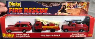 Dinky Toys Fire Rescue Set 304 Range Rover/ Rescue Truck/ Land Rover