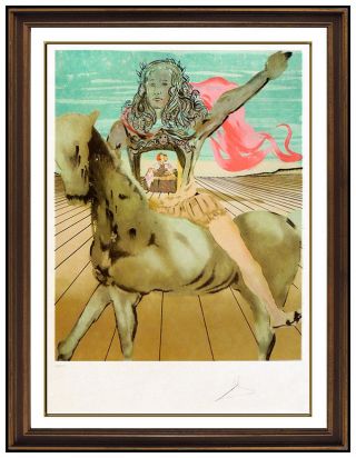 Salvador Dali Chevalier Surrealiste Color Lithograph Hand Signed Art