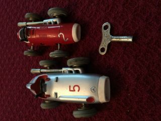 VINTAGE 1960 ' s SCHUCO Micro racers SET of TWO 1040 1043 Mercedes with 1 KEY. 3