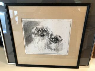Signed Etching Of Cavalier King Charles Spaniel Dogs By Edith Derry Wilson