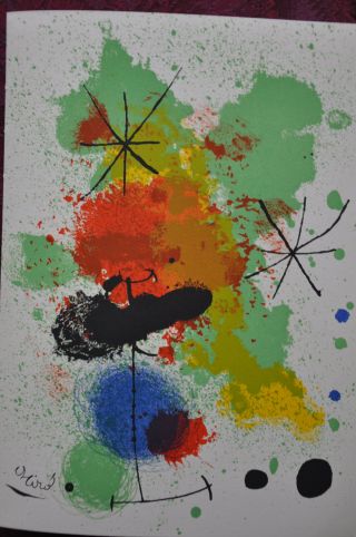 1965 Miro Color Lithograph From Mourlot,  Signed On Plate