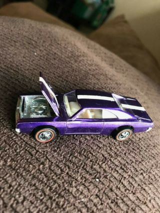 1968 Hot Wheels Redline Custom Dodge Charger Toy Car - Purple