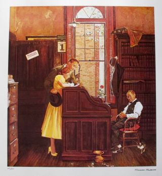 Norman Rockwell 1978 Signed Limited Edition Lithograph Marriage License