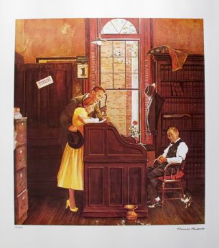 NORMAN ROCKWELL 1978 Signed Limited Edition Lithograph MARRIAGE LICENSE 2