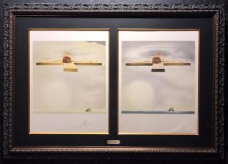 Salvador Dali " Christ Of Gala " 2 Signed Lithographs With Framed