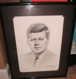 Us President John F Kennedy Jfk Framed Art Print 24x20 Signed Gary Saderup