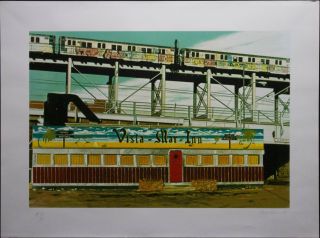 John Baeder " Vista Mar Inn " 1980 Art Print Silkscreen Pencil Signed