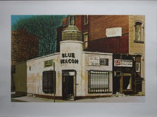 John Baeder Blue Beacon Diner 1980 Art Print Silkscreen Pencil Signed