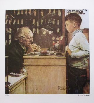 NORMAN ROCKWELL 1978 Signed Limited Edition Lithograph THE WATCHMAKER 2