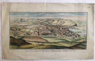 Town & Harbour Of Whitehaven Hand - Colored Copper Plate Engraving C.  1790