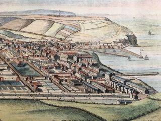 Town & Harbour of Whitehaven Hand - colored Copper Plate Engraving c.  1790 2