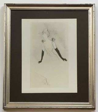 Toulouse Lautrec 1894 Lithograph Yvette Guilbert Framed 18x21