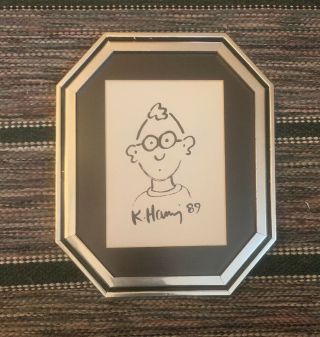 Keith Haring 1989 Framed Poster Print Head Of Keith Haring Printed Signed
