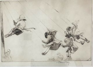Eileen Soper - Flying Swing,  Pencil Signed Etching,  Charming Children’s Classic