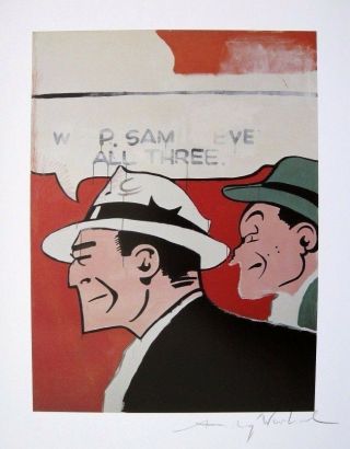 Andy Warhol Hand Signed Signature Dick Tracy And Sam Ketchum Print W/