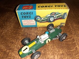 155 1960s Corgi Toys " Lotus Climax Formula 1 Racing Car ",  Box (both)