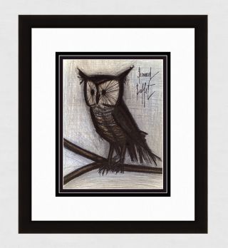 1967 Bernard Buffet Color Lithograph " The Wise Owl " Signed Framed