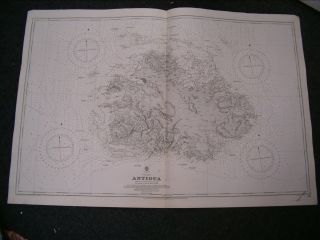 Vintage Admiralty Chart 918 West Indies - Antigua 1886 Edition