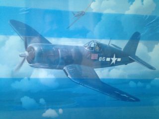 Boyington ' s Corsair framed lithograph signed numbered 3