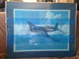 Boyington ' s Corsair framed lithograph signed numbered 7