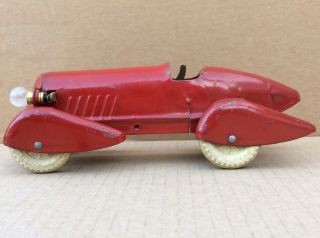 Veg 1930s Wyandotte Pressed Steel Toy Light - up Boat Tail Speed Racer Car 8.  5” L 2