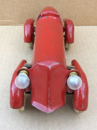 Veg 1930s Wyandotte Pressed Steel Toy Light - up Boat Tail Speed Racer Car 8.  5” L 5