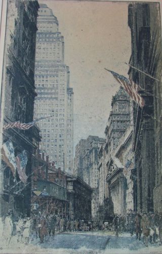 Luigi KASIMIR Etching MANHATTAN Nassau Street signature edition of 100 2