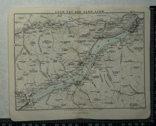 1892 Vintage Bartholomew Map Of Loch Tay And Glen Lyon,  Scotland - Killin,  Kenmore