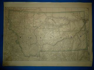 Vintage Circa 1876 Montana Territory Map Early Old Antique Atlas Map