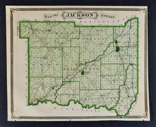 1876 Indiana Map - Jackson County Seymour Rockford Brownstown Houston Medora In