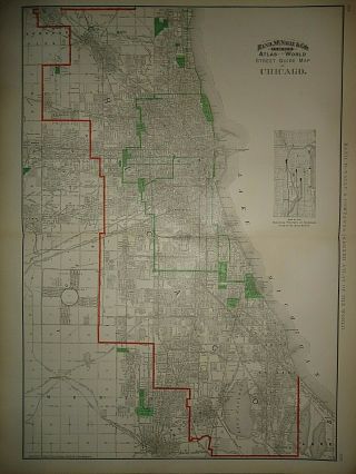Vintage 1894 Chicago Street Guide Map Old Antique Folio Size Atlas Map