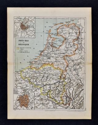 1885 Cortambert Map - Netherlands Holland Belgium Luxembourg Amsterdam Brussels