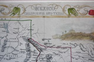 antique map of MEXICO,  CALIFORNIA & TEXAS,  USA,  by Rapkin & Tallis 1851 3